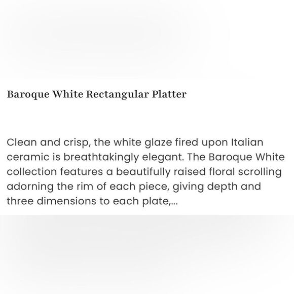 Handmade Italy Elegant White Rectangular Bread Serving Platter Vanity Bath Tray - Picture 8 of 9